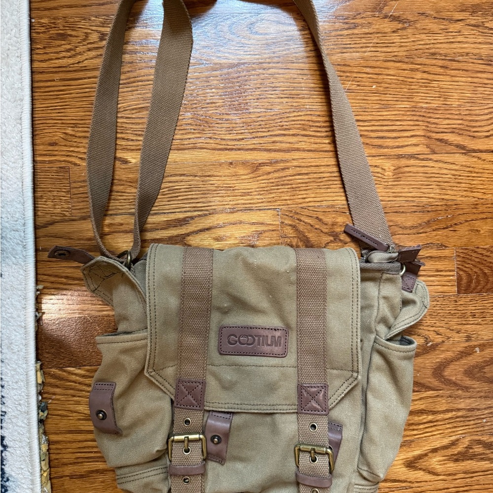 Tan Canvas Messenger Bag